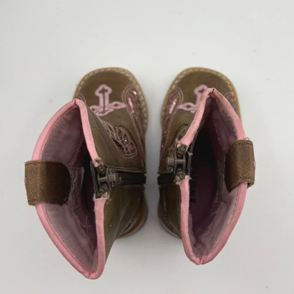 Twister Toddler Cowgirl Boots Size 4 Pink Cross Wings Western Square Toe 4413202